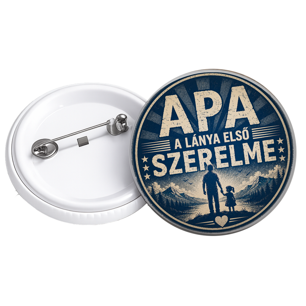 Apák napi ajándék kitűző - Apa a fia első hőse