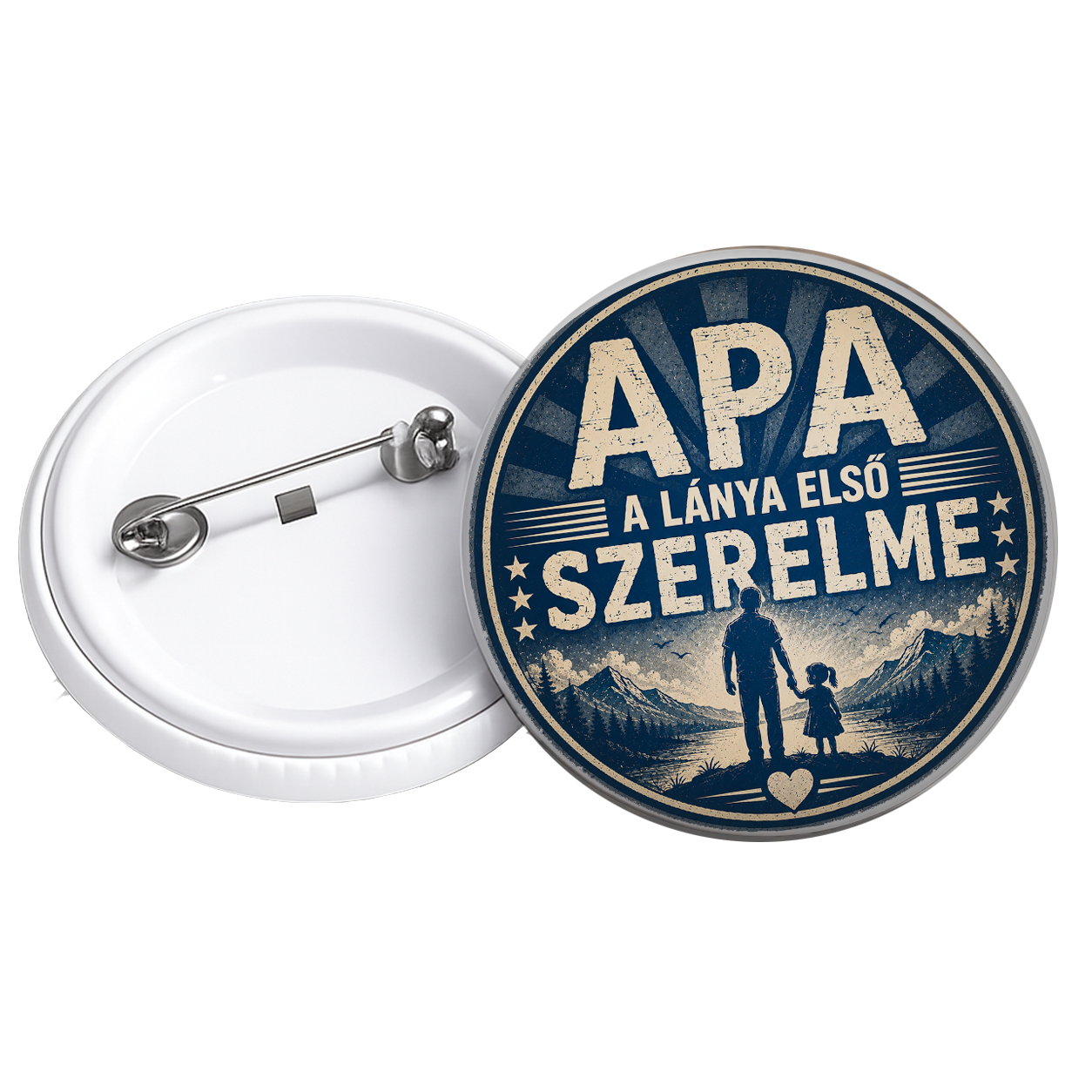 Apák napi ajándék kitűző - Apa a fia első hőse