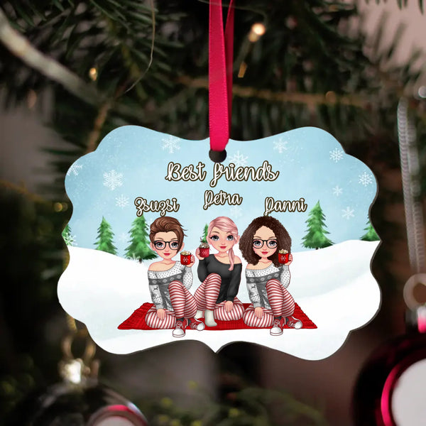 Cuki barátnős karácsonyi hosszúkás dísz