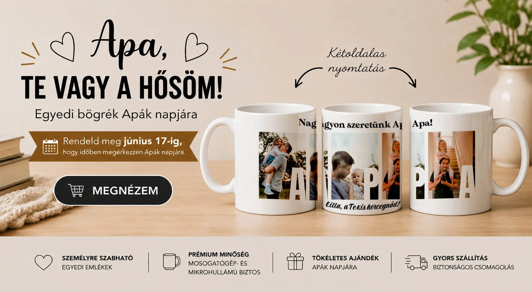 Apák napi ajándék bögrék
