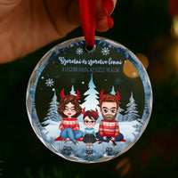 Egyedi családi ajándék üveg karácsonyfadísz