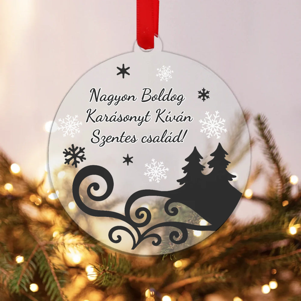 Egyedi feliratos ajándék üveg karácsonyfadísz