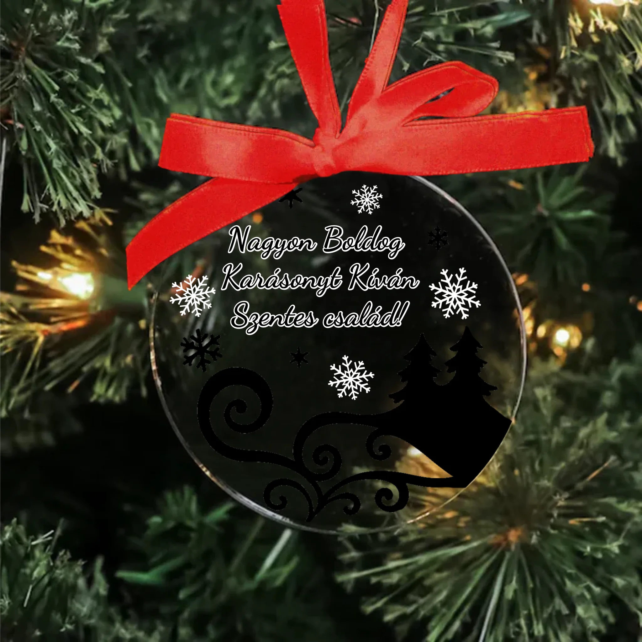 Egyedi feliratos ajándék üveg karácsonyfadísz
