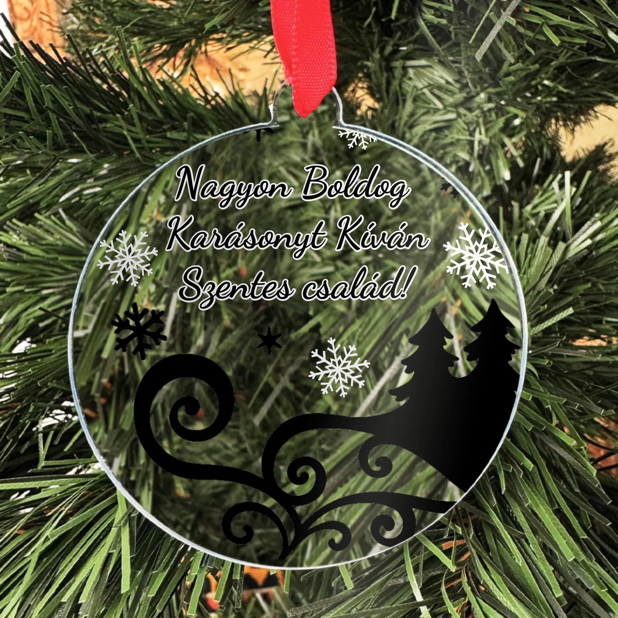Egyedi feliratos ajándék üveg karácsonyfadísz