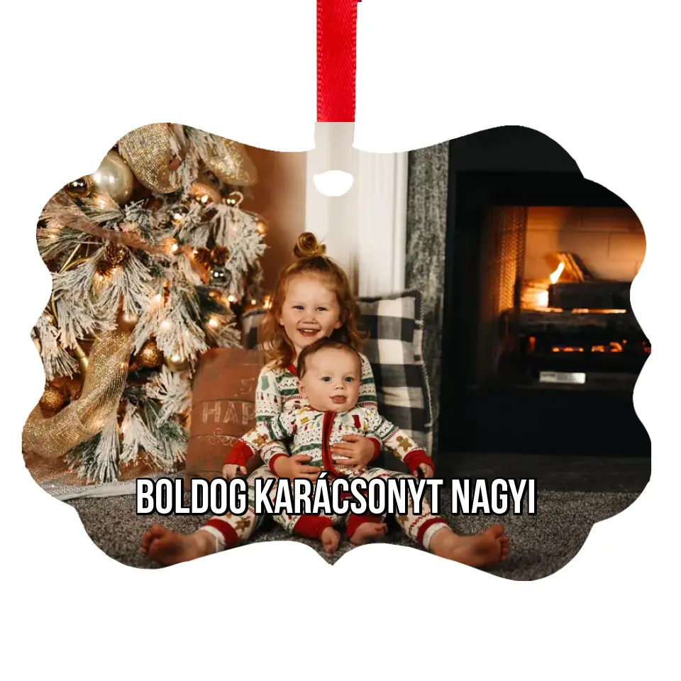 Egyedi fényképes karácsonyi hosszúkás dísz