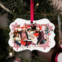 Egyedi mintás hosszúkás karácsonyfadísz szerkeszthető felirattal