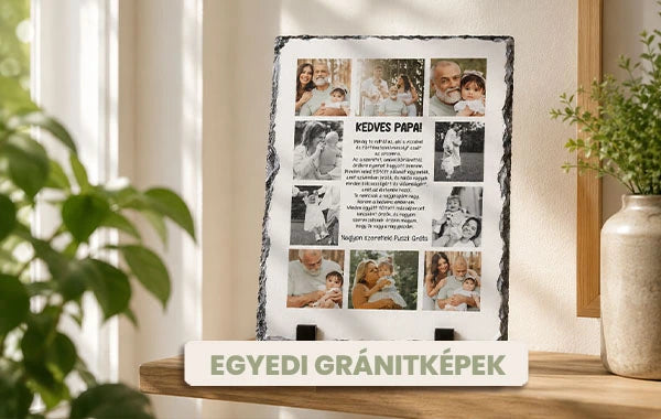 Egyedi apák napi ajándékötlet egyedi fényképes gránitkép.