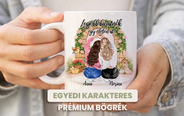 egyedi karakteres bögre fehér prémium bögrén