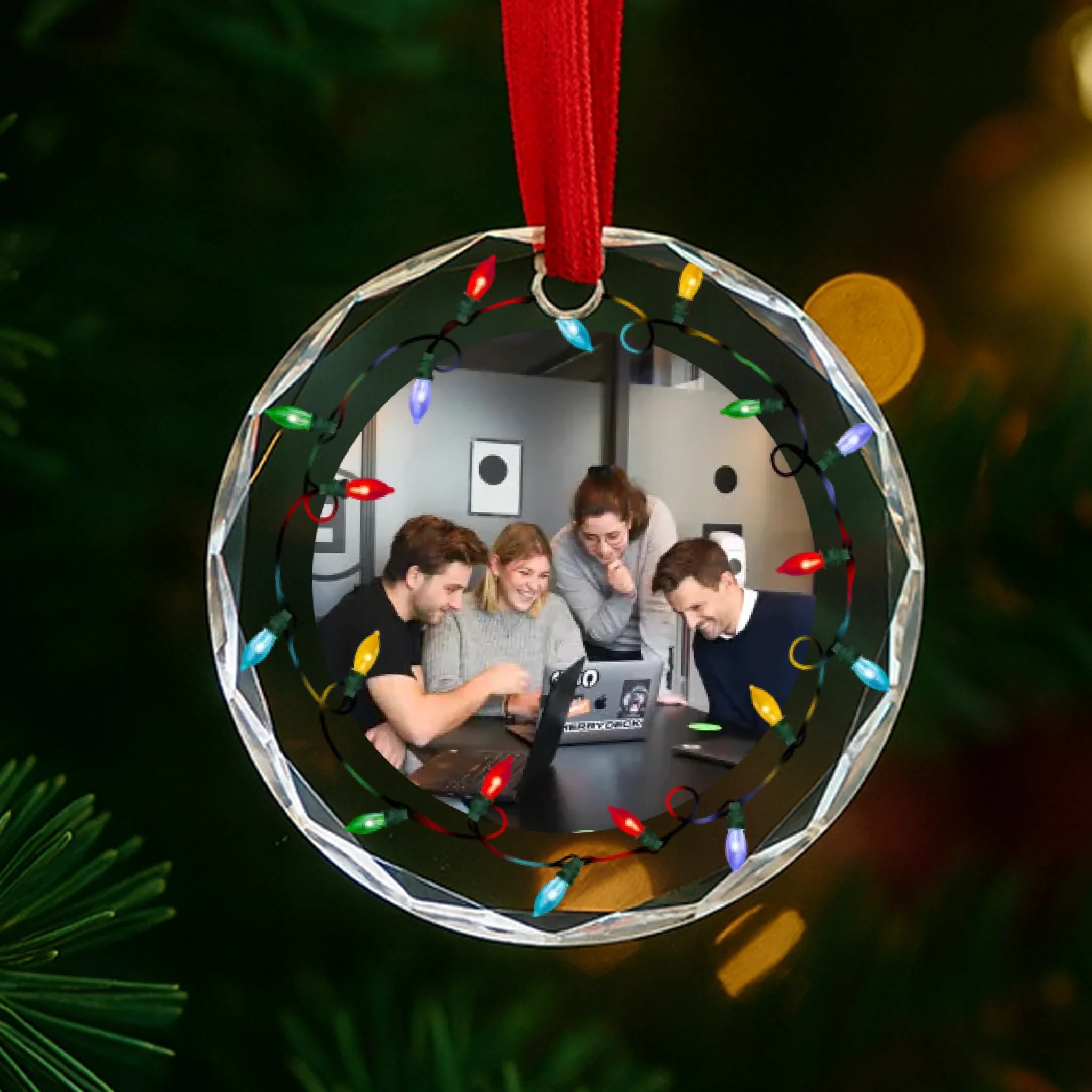 Egyedi képes ajándék üveg karácsonyfadísz