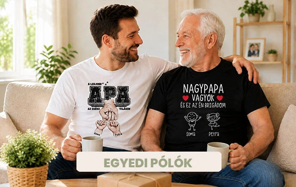 Egyedi apák napi ajándékötlet egyedi fényképes pólók, személyre szabható pólók.