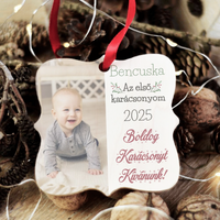 Első karácsonyom - ajándék karácsonyfadísz egyedi fényképpel