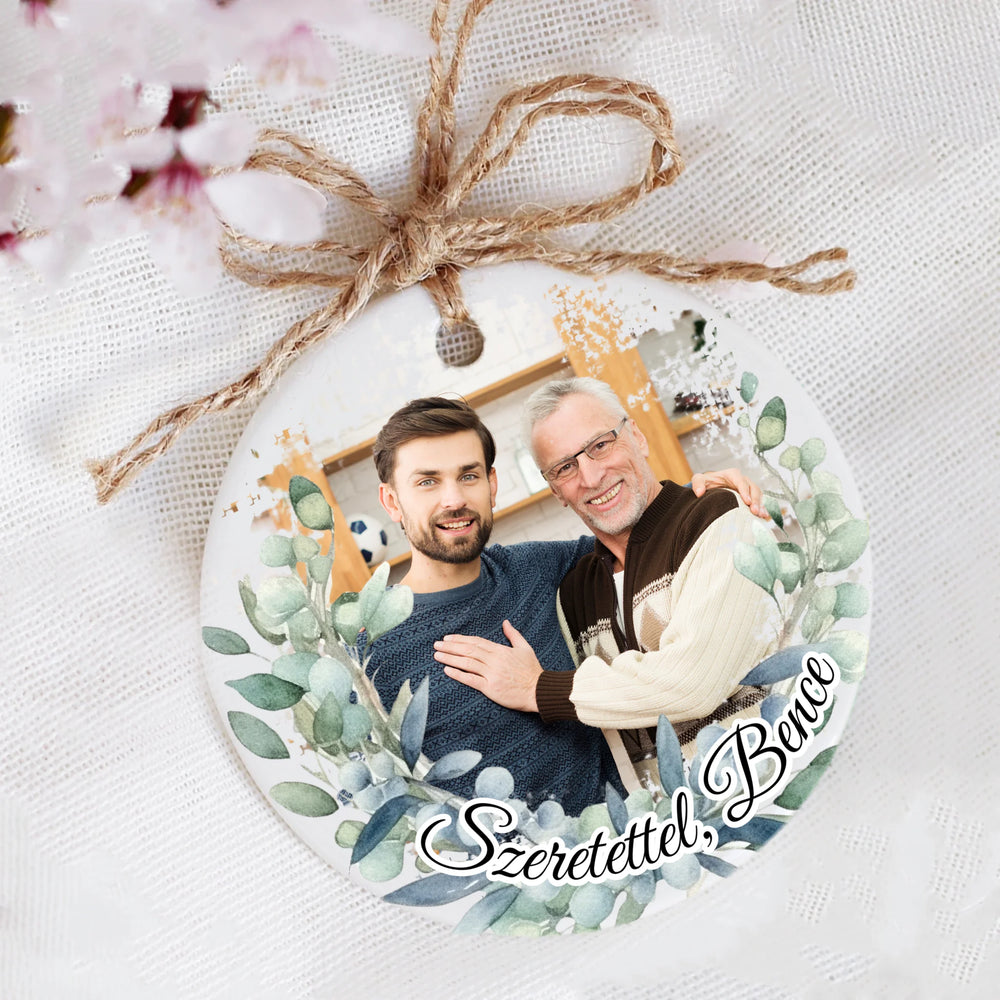 Ajándék kerámia dísz - Egyedi képes szülőköszöntő Örömapáknak