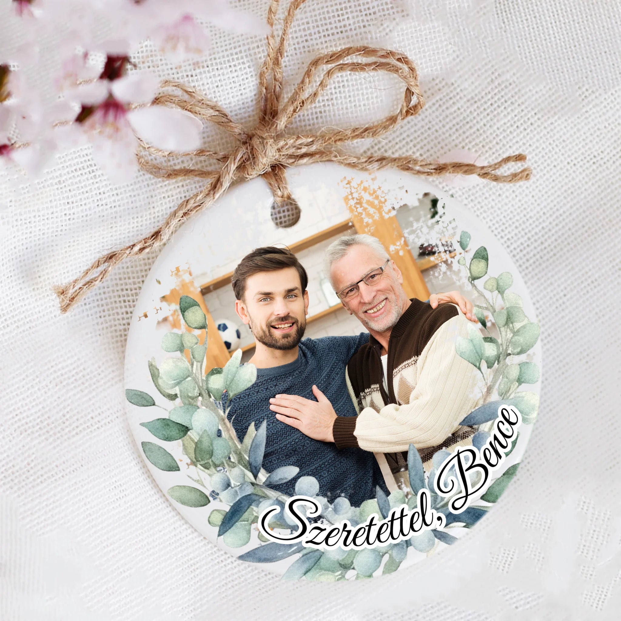 Ajándék kerámia dísz - Egyedi képes szülőköszöntő Örömapáknak