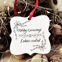 Személyre szabható feliratos négyzetes karácsonyfadísz