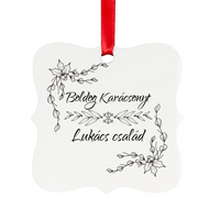 Személyre szabható feliratos négyzetes karácsonyfadísz