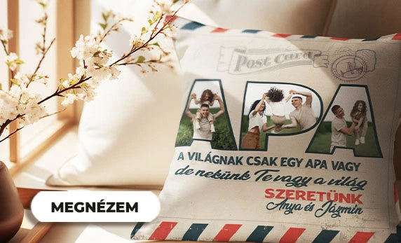 Apák Napi Ajándék Párna egyedi képpel teli nyomattal