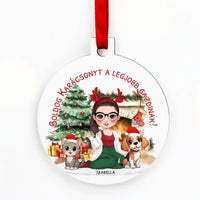 Egyedi karácsonyfadísz gazdiknak - lányos mintával akár kutyával és macskával