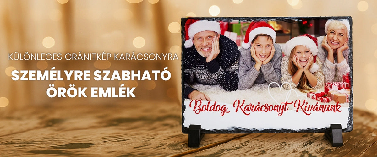 Egyedi fényképes karácsonyi ajándék gránitkép