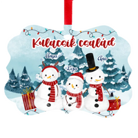  Ajándék karácsonyfadísz szerkeszthető felirattal és hóember mintával