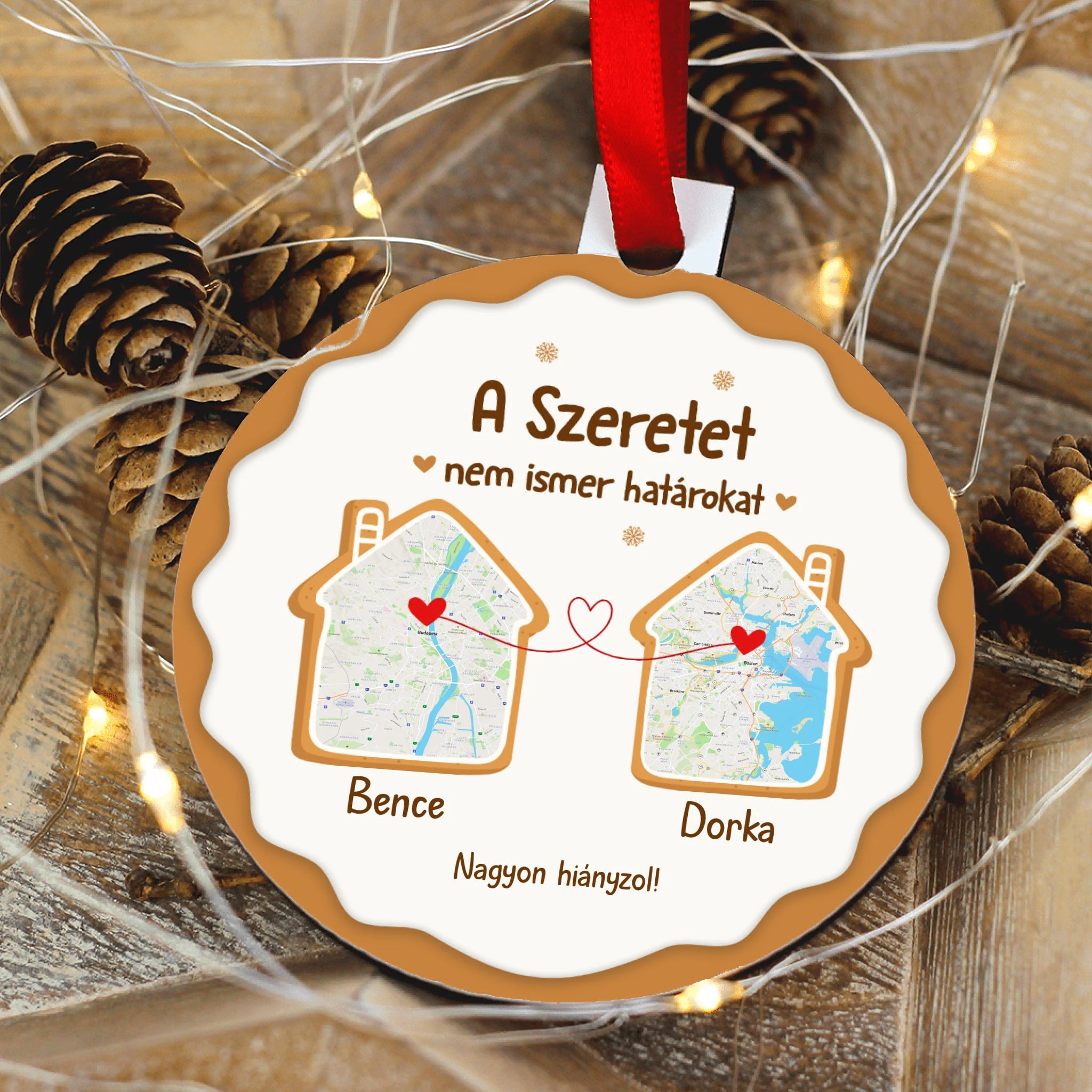 A Szeretet nem ismer határokat - térképes karácsonyfadísz