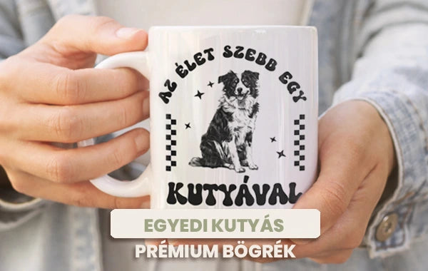 egyedi kutyás bögre fehér prémium bögrén