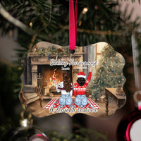 	 Karácsonyfadísz lánytestvéreknek - szerkeszthető karakteres hosszúkás dísz