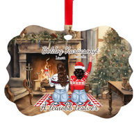 	 Karácsonyfadísz lánytestvéreknek - szerkeszthető karakteres hosszúkás dísz