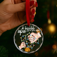 A legjobb apa üveg karácsonyfa dísz egyedi névvel