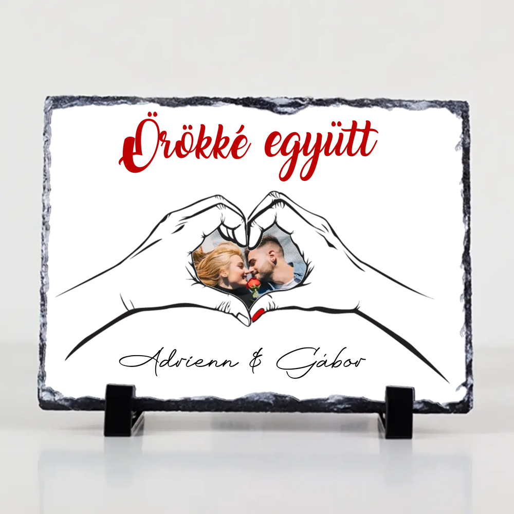 Örökké együtt egyedi képes Valentin napi gránitlap pároknak