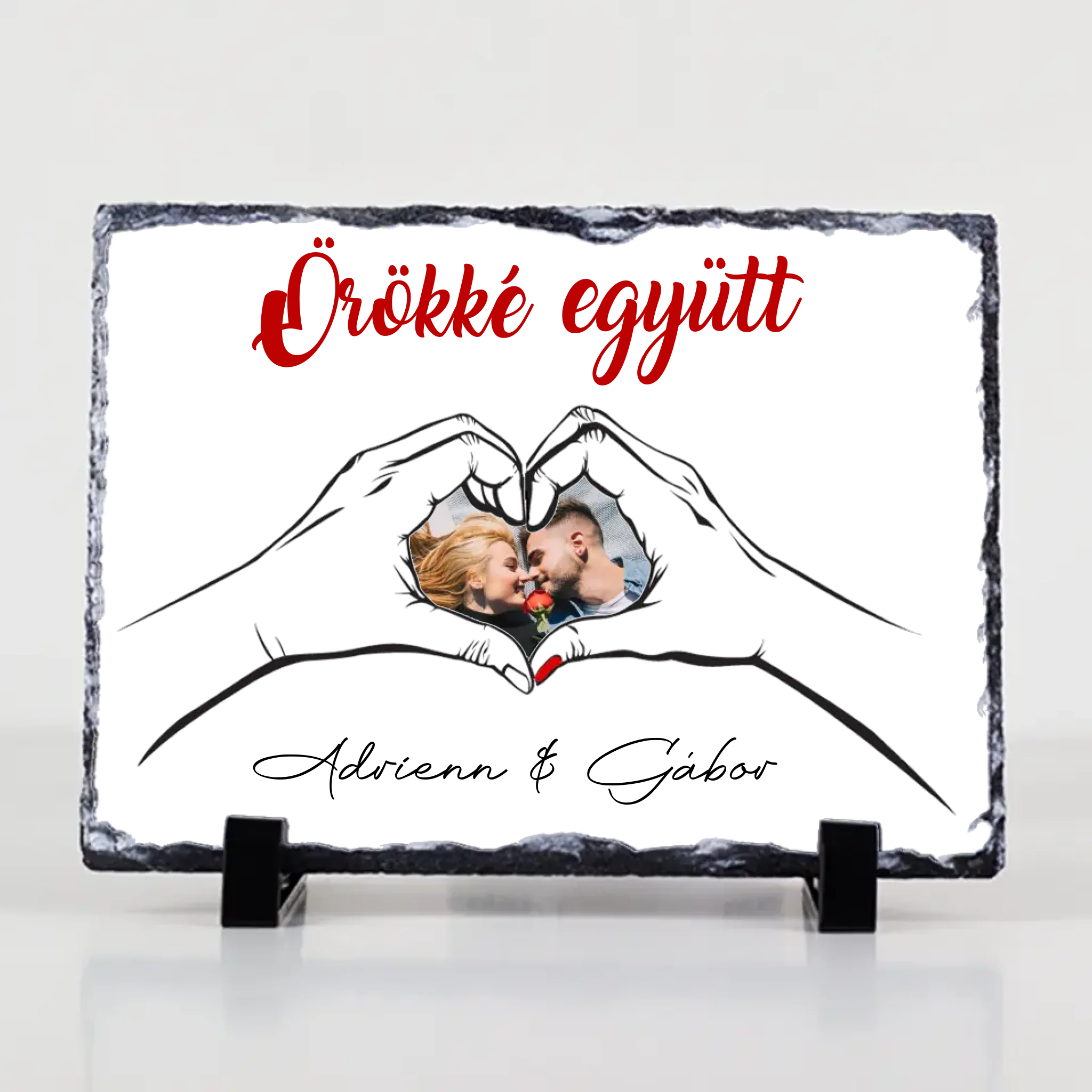 Örökké együtt egyedi képes Valentin napi gránitlap pároknak