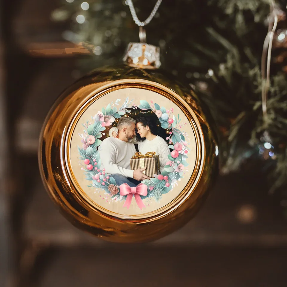 Arany gömbdísz saját fényképpel