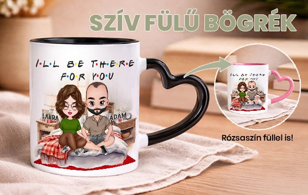 egyedi bögre szív füllel