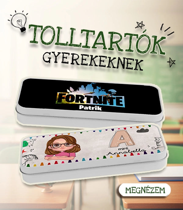Egyedi neves tolltartók - egyedi ajándék gyerekeknek névvel, szerkeszthető mintával. 