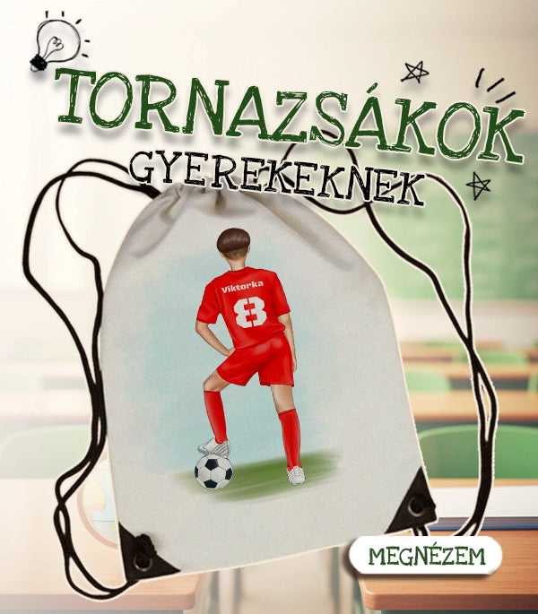 Egyedi neves tornazsákok - egyedi ajándék gyerekeknek névvel, szerkeszthető mintával. 