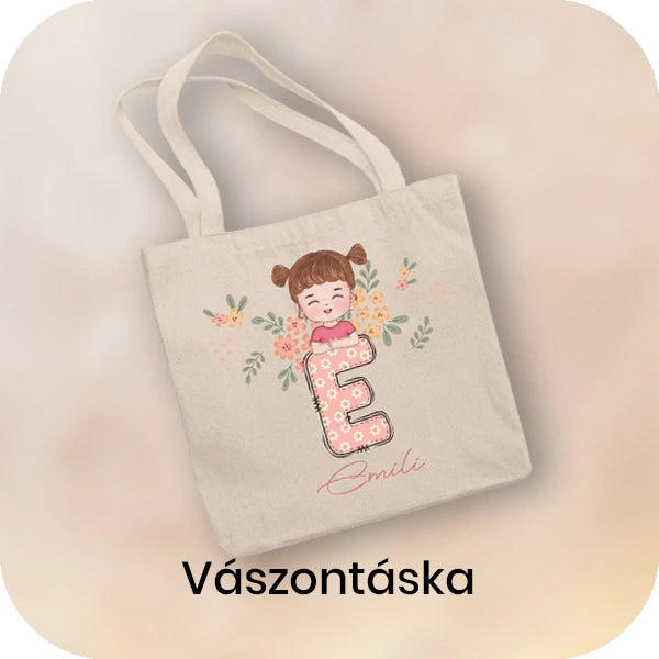 személyre szabható, cuki karakteres vászontáska