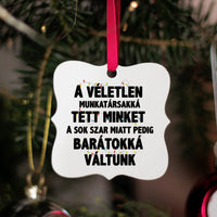 Vicces feliratos négyzetes karácsonyfadísz munkatársaknak