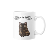 Kávé és macska egyedi neves bögre