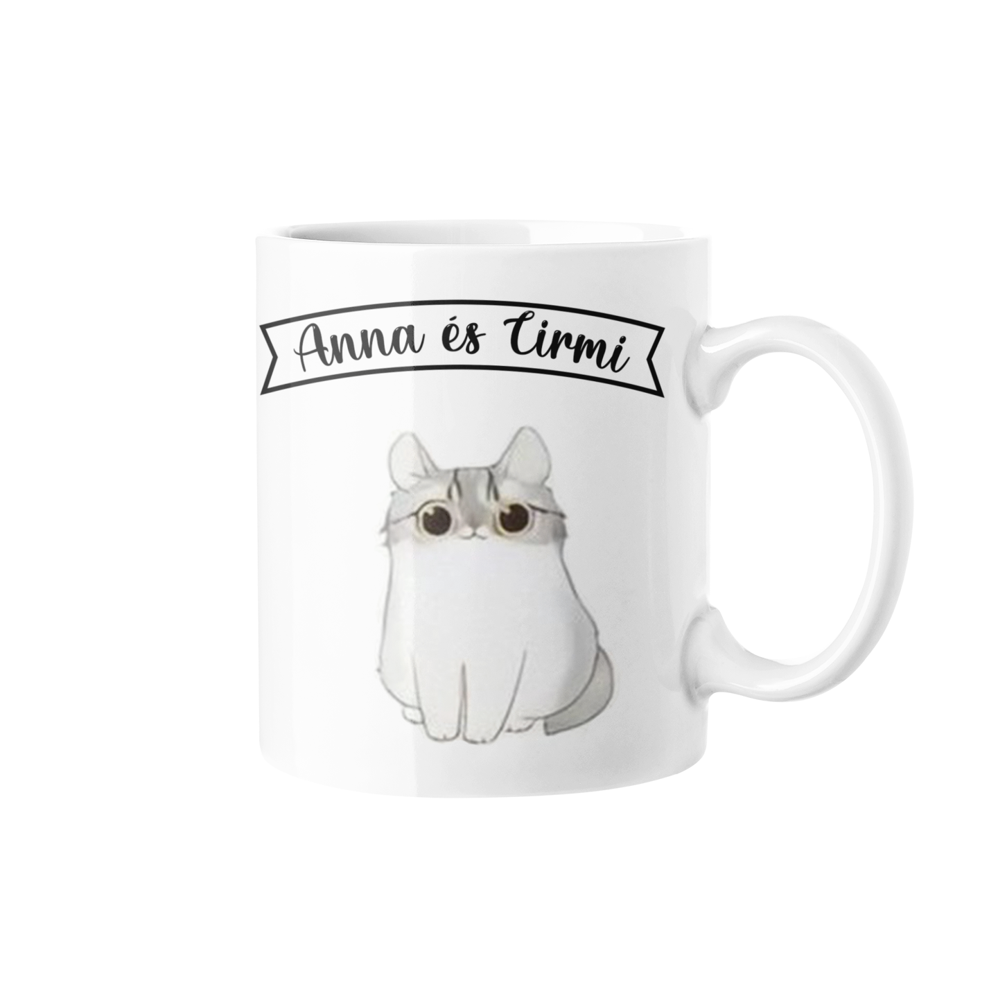 Kávé és macska egyedi neves bögre