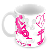 Egyedi neves fitness bögre, pink design