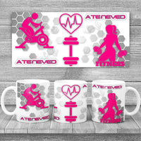 Egyedi neves fitness bögre, pink design