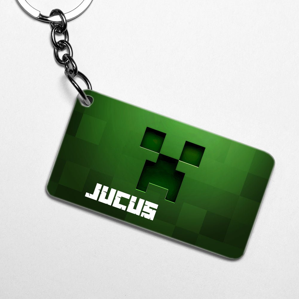 Minecraft zöld creepy kulcstartó egyedi névvel - Bogreguru