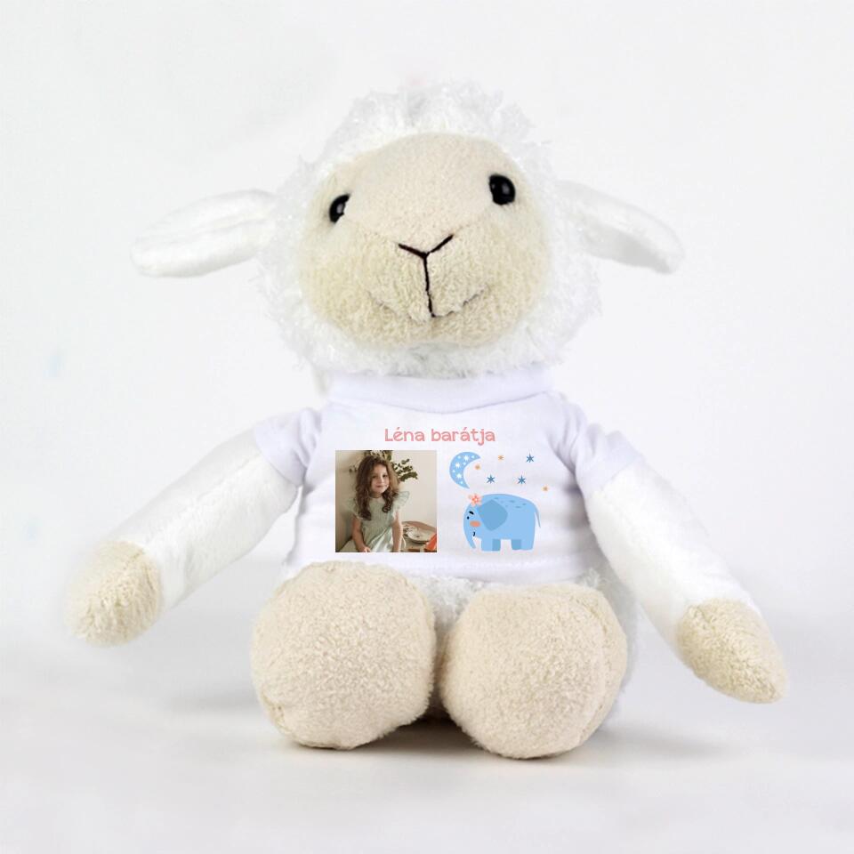 Plüss bárány fényképes pólóban állatos figurával - Bogreguru